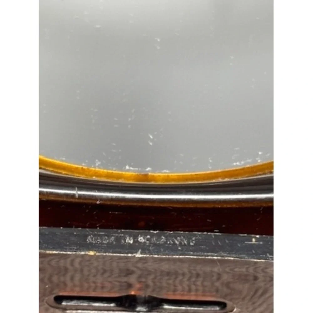Vtg Amber Swivel Vanity Mirror Magnifying Double Sided Tabletop Hong Kong